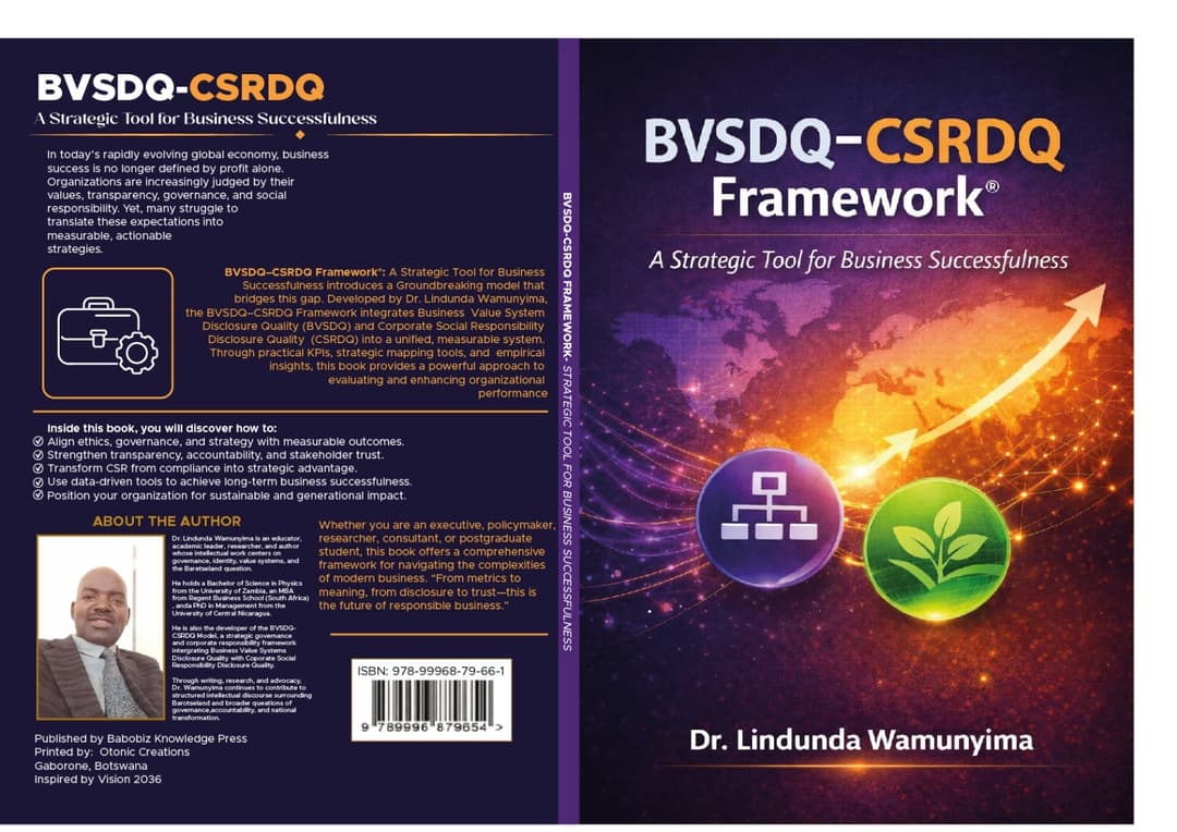 Cover of BVSDQ–CSRDQ Framework® by Dr. Lindunda Wamunyima